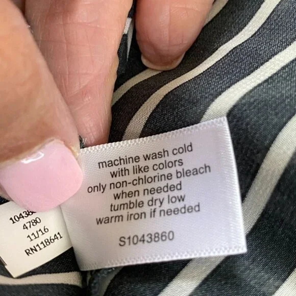 Lane Bryant Womens Navy/White Striped Button-Up Tunic Collared Size 22/24 Sheer - Picture 5 of 11